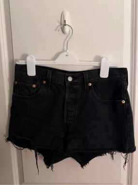 Levi's Black Distressed Denim Cutoff Shorts